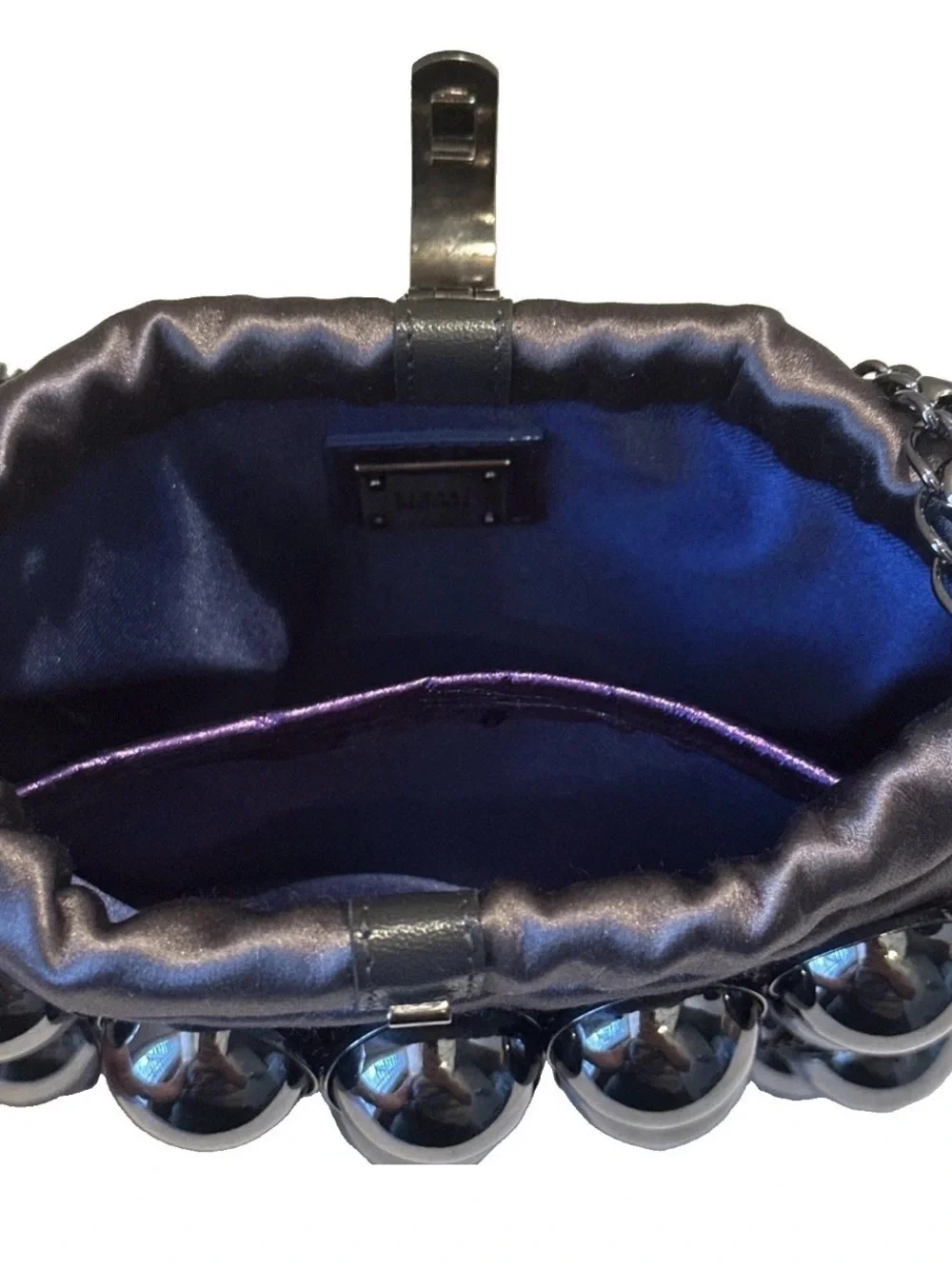 Stuart Weitzman Black Evening Clutch Mesh Metallic Formal Handbag Vintage Glam